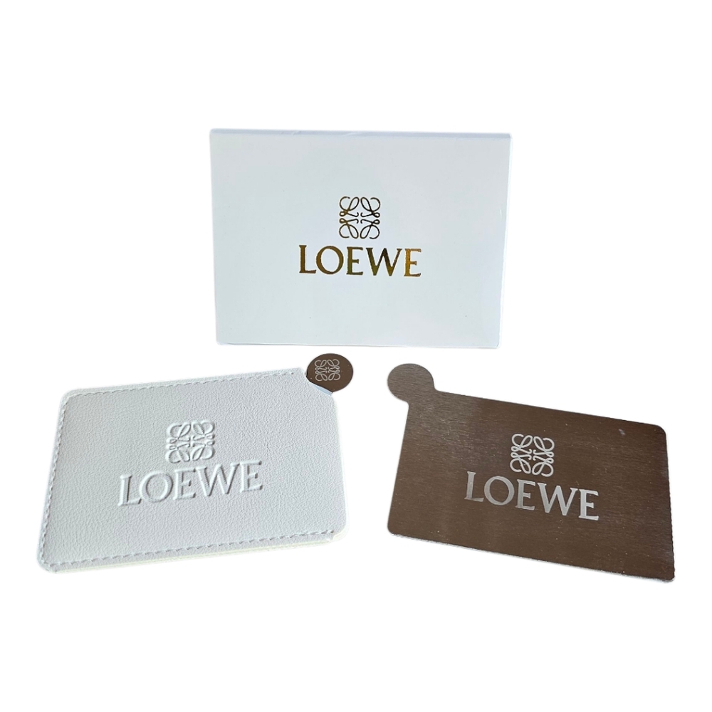 Loewe White Embossed Pocket Mirror Card Holder NEW GWP